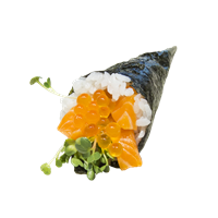Temaki cá hồi với trứng cá hồi