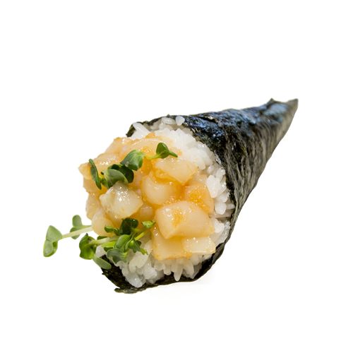 Temaki cá ngừ sốt cay với cải mầm